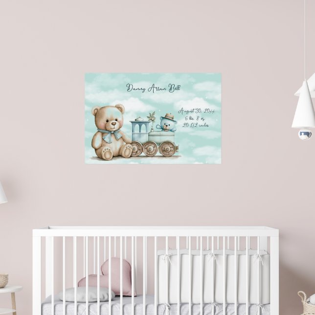Affiche Baby Boy Teddy Bear Panier de jouets (Pépinière 2)