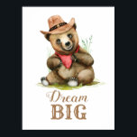 Affiche Baby Boys Room Art - Little Cowboy Bear Aquarelle<br><div class="desc">Poster de la chambre du petit cowboy-bear</div>