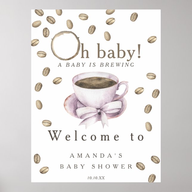 Affiche Baby brasse Welcome café baby shower fête (Devant)