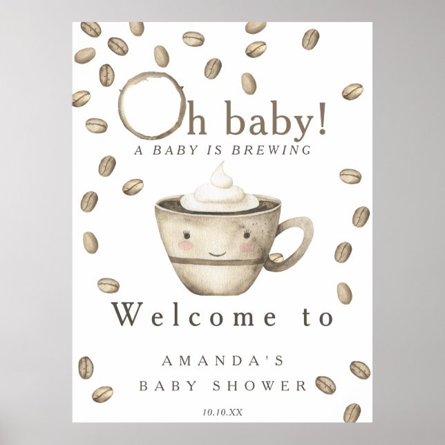 Affiche Baby brasse Welcome café baby shower fête (Devant)