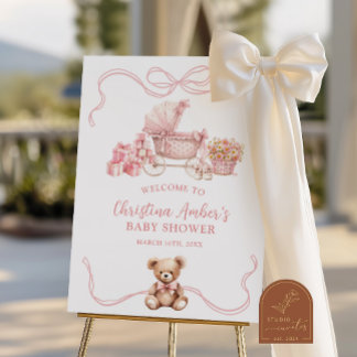 Affiche Baby Carriage Baby Shower Welcome Sign