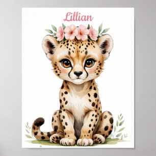 Affiche Baby Cheetah personnalisé Élégante Nursery Safari
