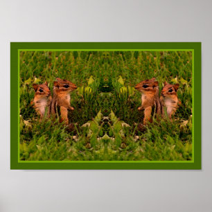 Affiche Baby Chipmunks Art animal Abstrait