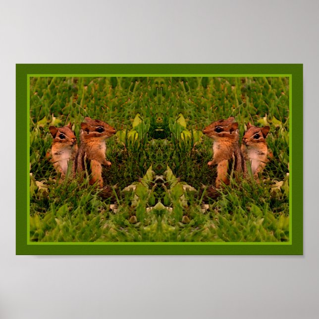 Affiche Baby Chipmunks Art animal Abstrait (Devant)