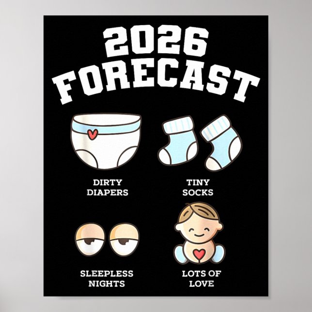 Affiche Baby Coming Soon 2026 Forecast Baby Shower Funny N (Devant)