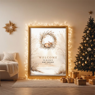 Affiche Baby Deer Wild Baby Animaux Baby shower Bienvenue