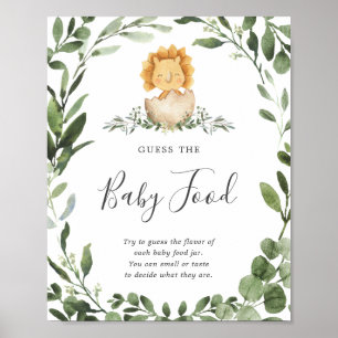 Affiche Baby Dinosaur Baby shower Devinez Le Panneau Alime