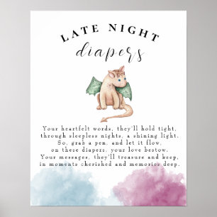 Affiche Baby Dragon Baby shower Late Night Diapers Jeu