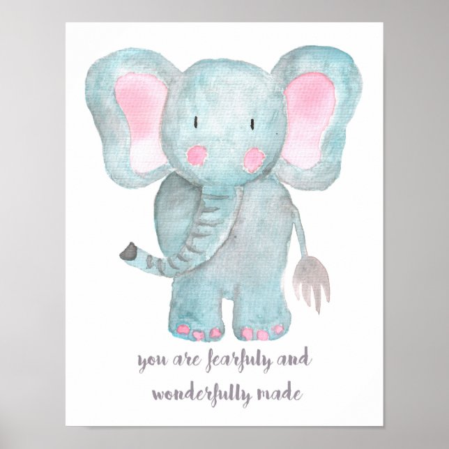 Affiche Baby Elephant Nursery Wall Art (Devant)