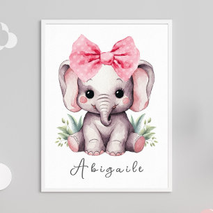 Affiche Baby Elephant Nursery Wall Art - Nom Imprimer
