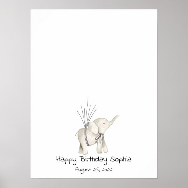Affiche Baby Elephant Thumbprint Livre d'invités (Devant)