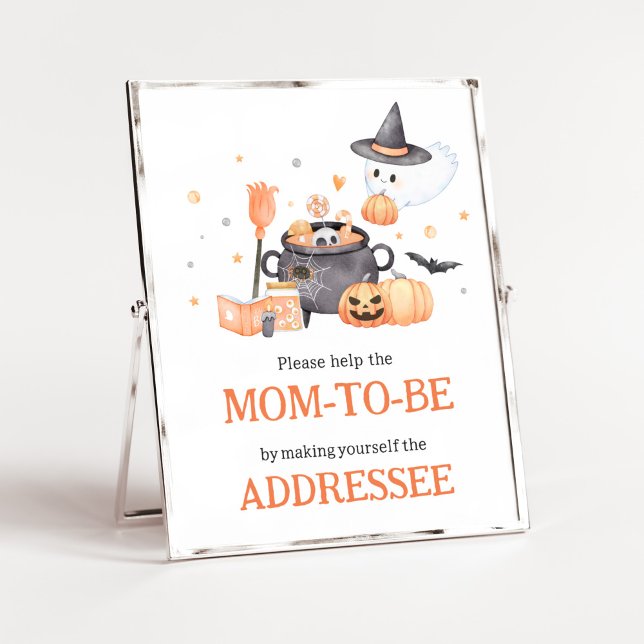 Affiche Baby est en train de brasser Orange Enveloppe Stat (Baby is Brewing Baby Shower Envelope Station Sign)