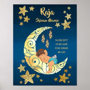 Affiche Baby Ganesha with moon and stars