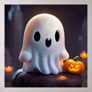 Affiche Baby Ghost Déplaisant mignon caractère Halloween