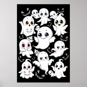 Affiche Baby Ghosts Éffrayant mignon Halloween humeur