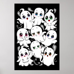 Affiche Baby Ghosts Éffrayant mignon Halloween humeur