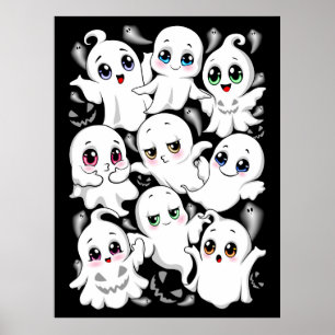 Affiche Baby Ghosts Éffrayant mignon Halloween humeur