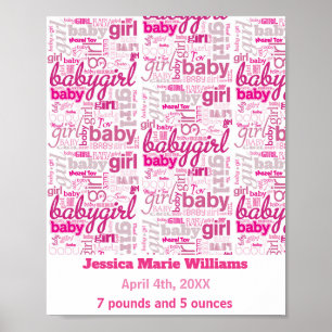 Affiche Baby Girl Détails de naissance n Nom Personnaliser