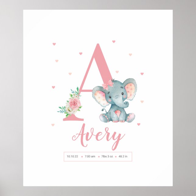 Affiche Baby Girl Elephant Sign Nurser (Devant)