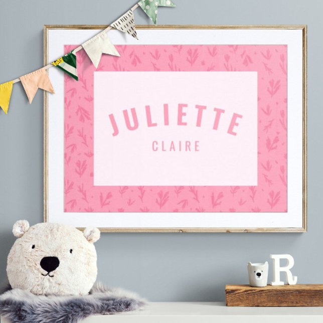 Affiche Baby Girl Nom personnalisé Imprimer Pink Nursery W (Créateur téléchargé)