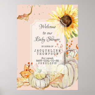 Affiche Baby GIRL Shower Welcome Pumpkin N Sunflower Blush