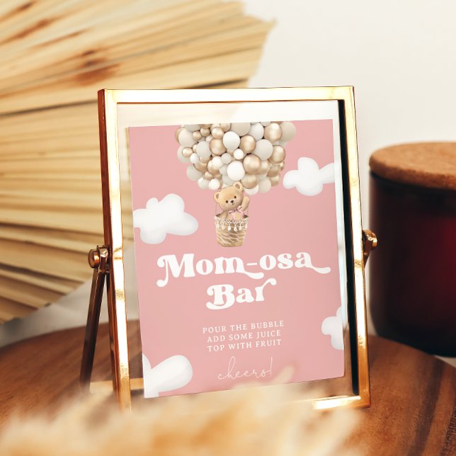 Affiche Baby Girl Teddy Bear Balloon Douche Maman-osa Bar (Créateur téléchargé)