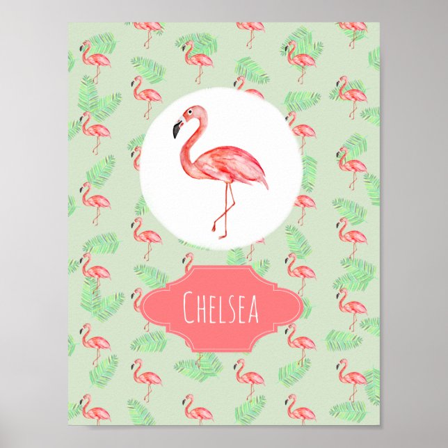 Affiche Baby Girl Tropical Rose Nom du Flamant rose Nurser (Devant)