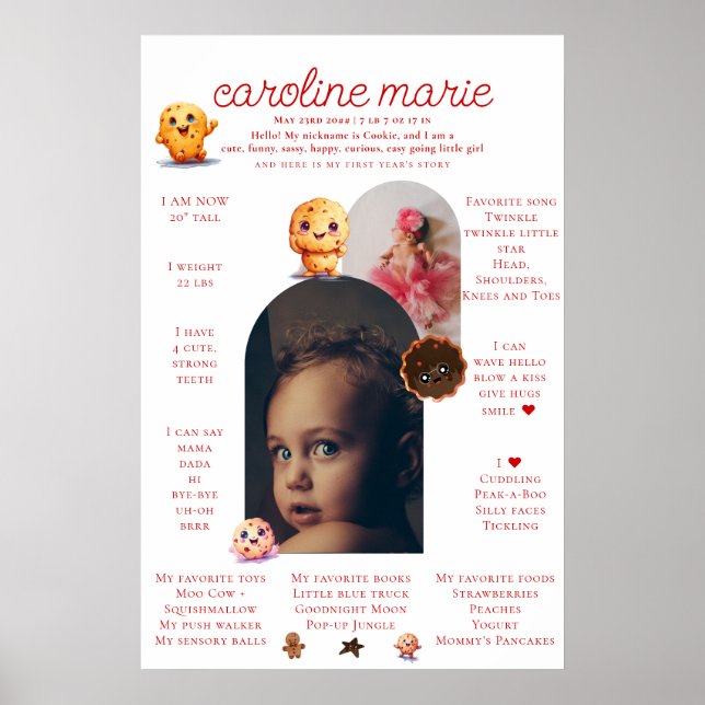 Affiche Baby Girl Turl ONE 1er Anniversaire Jalon (Devant)