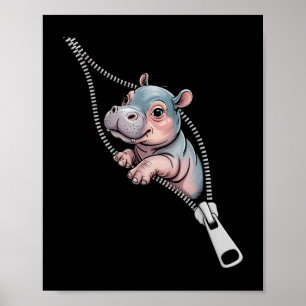 Affiche Baby Hippo Apparaît D'Un Costume Drôle Zipper Bo