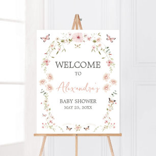 Affiche Baby in Bloom Baby shower papillon Bienvenue