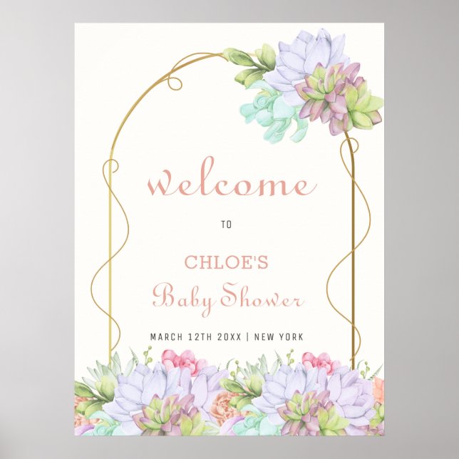 Affiche Baby In Bloom Boho Arch Cactus Baby shower Bienven (Devant)