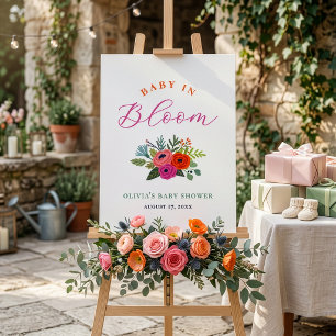 Affiche Baby in Bloom Bright Floral Baby shower Welcome