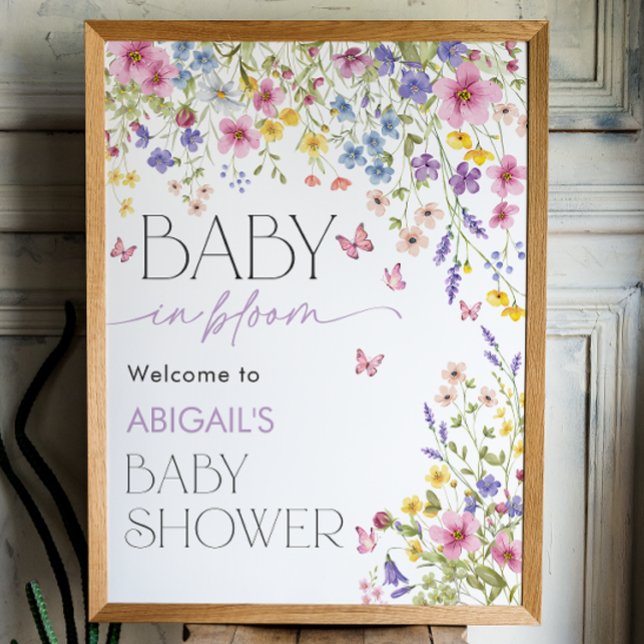 Affiche Baby in Bloom Butterfly Baby Shower Welcome 18x24 (Baby in Bloom Butterfly Baby Shower Welcome 18x24 Poster)