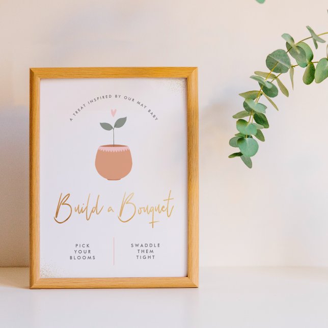 Affiche Baby In Bloom Construire Un Bouquet Baby shower Si (Sign Mock-up)