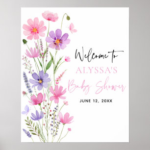 Affiche Baby in Bloom Fleur sauvage Baby shower Bienvenue