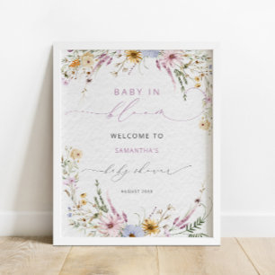 Affiche Baby in Bloom Fleur sauvage Baby shower Bienvenue