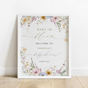 Affiche Baby in Bloom Fleur sauvage Baby shower Bienvenue