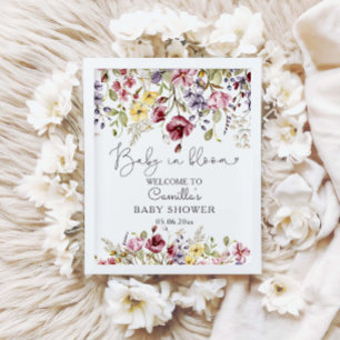 Affiche Baby In Bloom Fleur sauvage Baby shower Bienvenue