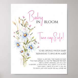 Affiche Baby In Bloom Fleur sauvage Baby shower temps Caps