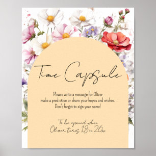 Affiche Baby in Bloom Fleur sauvage Baby shower temps Caps