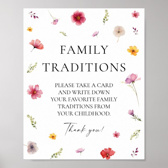 Affiche Baby in Bloom Floral Baby shower Traditions famili (Devant)