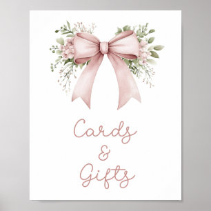 Affiche Baby In Bloom Pink Bow Baby showers Cartes Et Cade