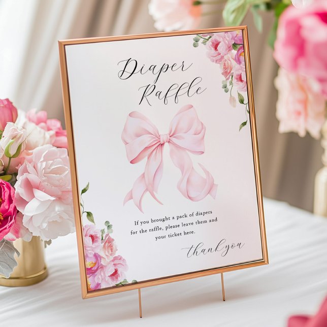 Affiche Baby in Bloom Pink Bow Diaper Raffle (Créateur téléchargé)