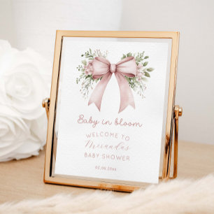 Affiche Baby In Bloom Rose Bow Baby shower Bienvenue