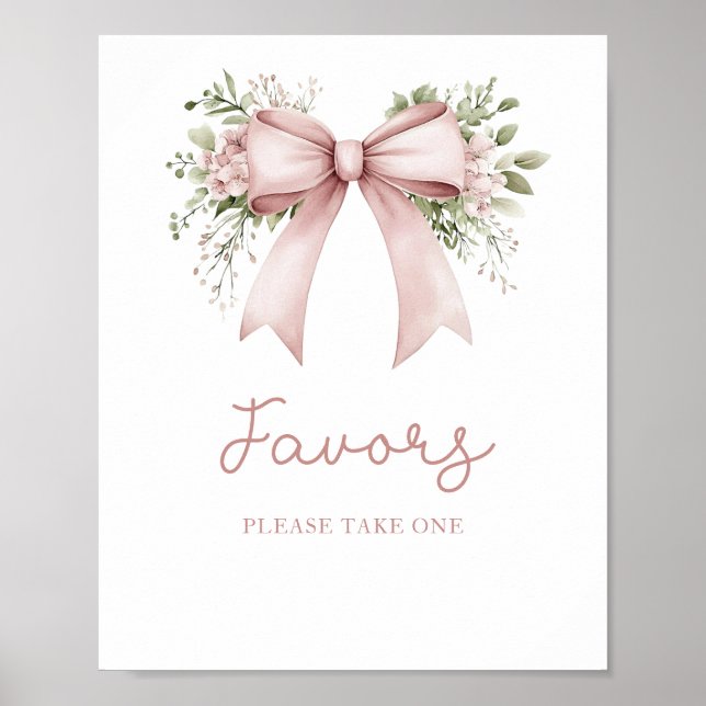 Affiche Baby In Bloom Rose Bow Baby shower Faveurs (Devant)
