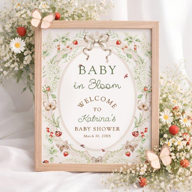 Affiche Baby in Bloom Rustic Floral Baby Shower Welcome  (Créateur téléchargé)