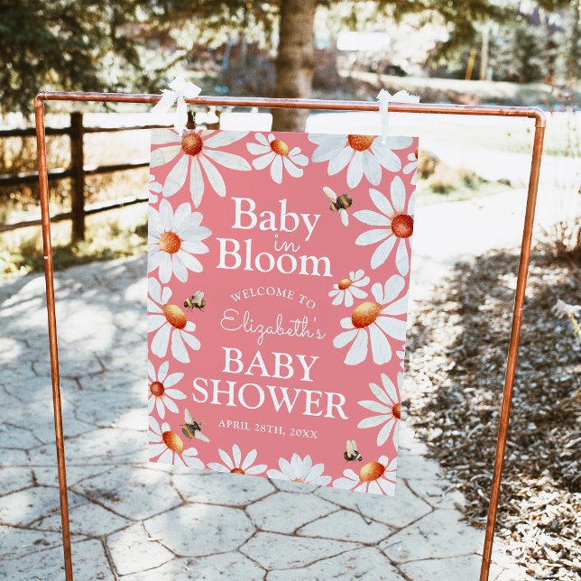 Affiche Baby in Bloom Watercolor Daisies & Bumblebee Poste (Créateur téléchargé)