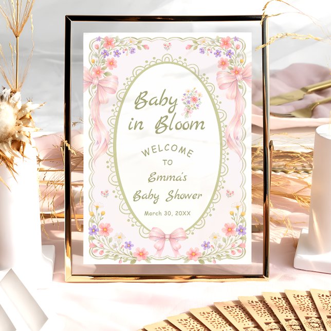 Affiche Baby in Bloom Wildflower Bow Baby Shower Welcome  (Créateur téléchargé)