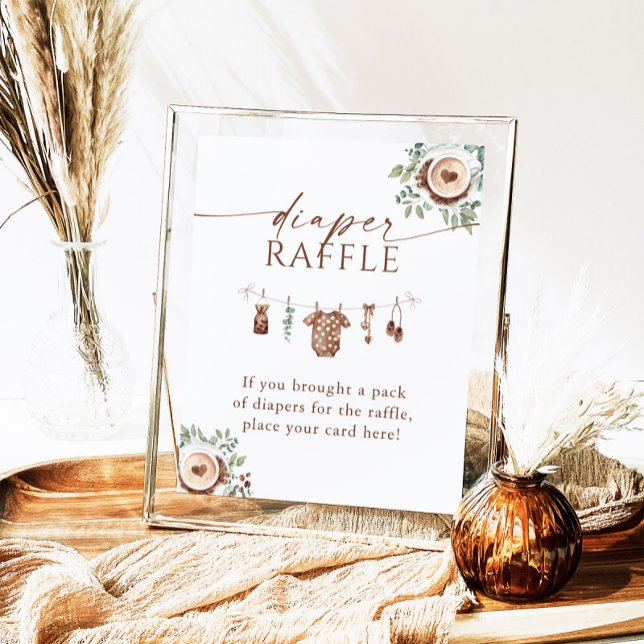 Affiche Baby Is Brewing Coffee Baby Shower Diaper Raffle  (Créateur téléchargé)