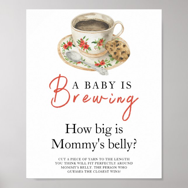Affiche Baby is brewing coffee How big is mommy's belly (Devant)